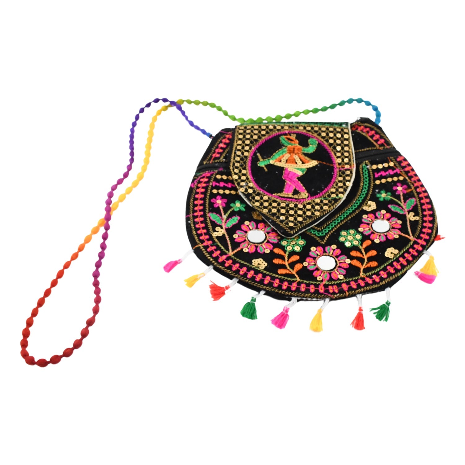 9 inch Handcrafted Cotton Embroidered Shoulder Bag for Girls &amp; women (1 Pc)