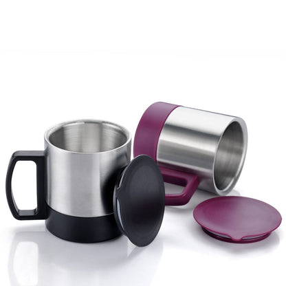 Stainless Steel Coffee/Tea Cup, Stainless Steel Lid Cover Hot Coffee/Tea Mug Hot Insulated Double Wall Stainless Steel, Coffee and Milk Cup with Lid &amp; Handle Easy To Carry - Coffee Cup (1 Pc)