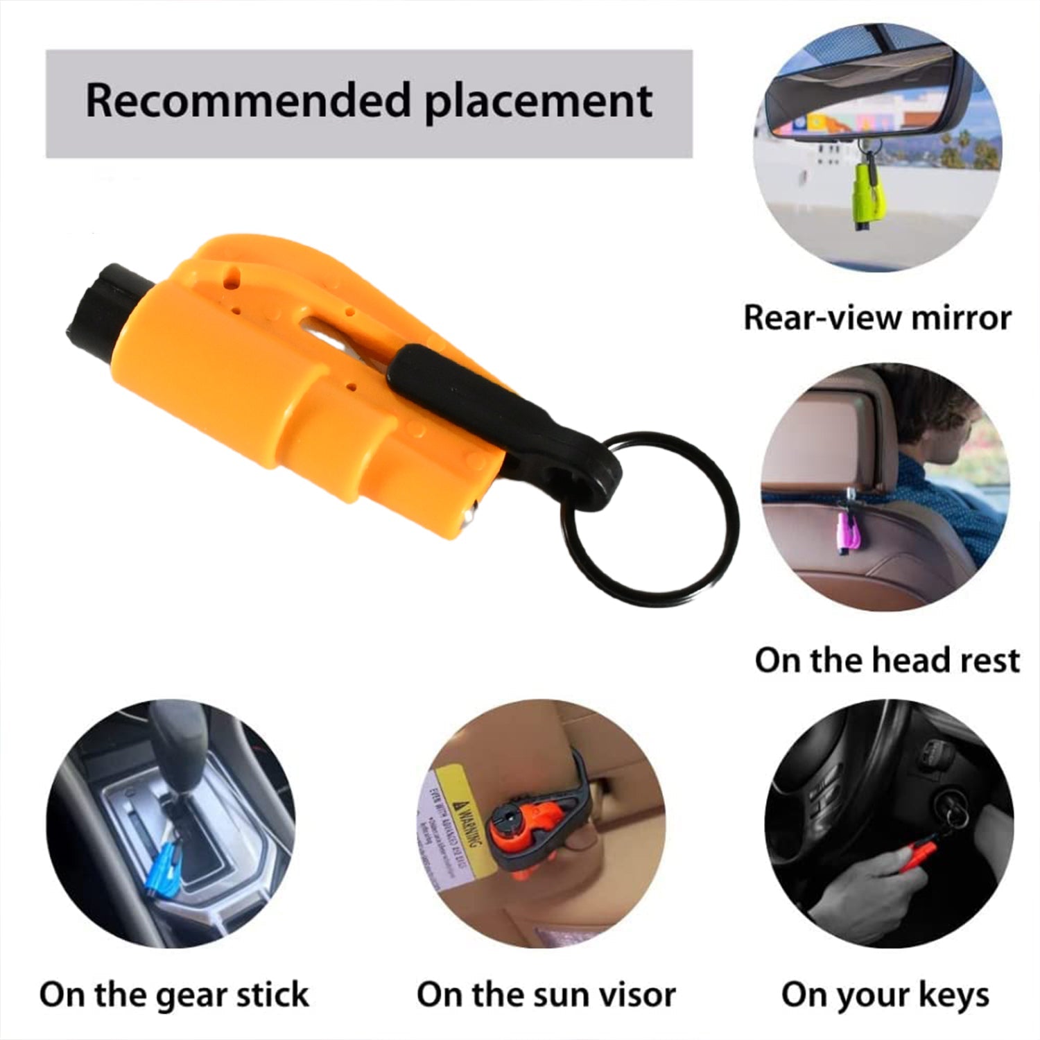 2 in 1 Emergency Safety Cutter with Key Chain, Small Portable Handy Emergency Safely Glass Breaking &amp; Seat Belt Cutting Keychain Tool