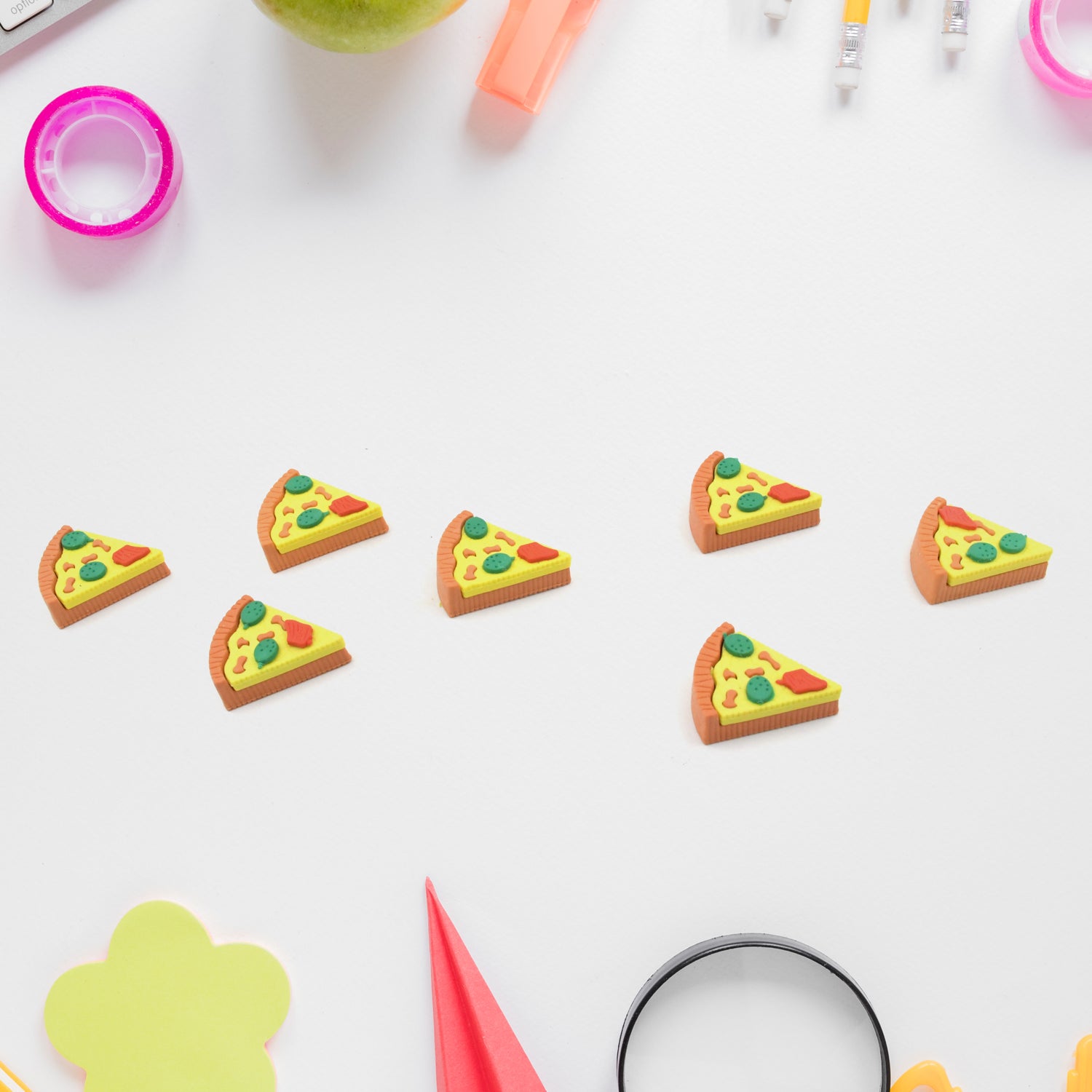 3D Pizza Slices Kids Favourite Food Eraser, Pizza 7 slice eraser for kids Adults fast food lover Stationary Kit Fancy &amp; Stylish Colorful Erasers, for Return Gift, Birthday Party, School Prize