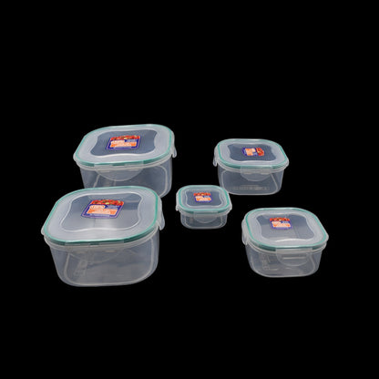 Fridge storage plastic containers, snap-seal, 5 pieces.