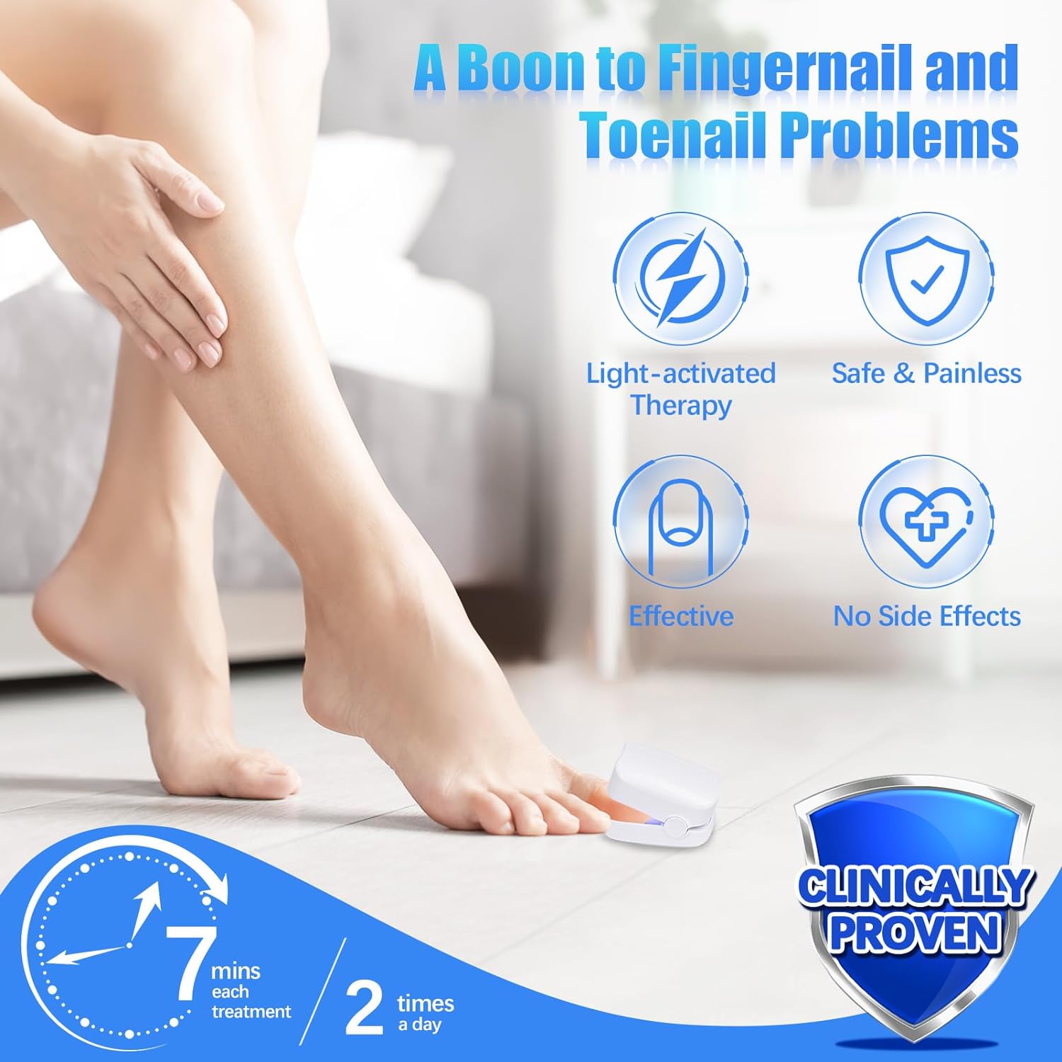 Rechargeable Nail Fungus Treatment for Toenail, Toe Nail Fungal Treatment Nail Fungus Laser Device, Anti-Fungal Nail Treatment for Hand &amp; Feet Infections Remover for Home Use