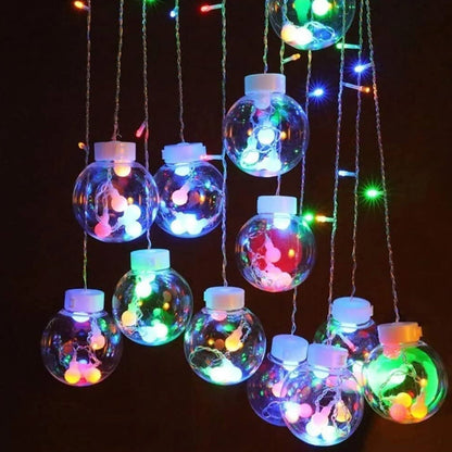 12  Wish Balls Window Curtain String Lights with 8 Flashing Modes Decoration for Home Decoration, Diwali &amp; Wedding LED Christmas Light Indoor and Outdoor Light ,Festival Decoration (Plastic, Multi Color)