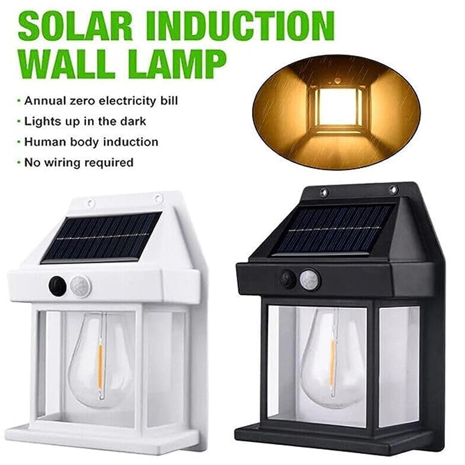 Solar Wall Lights / Lamp Outdoor, Wireless Dusk to Dawn Porch Lights Fixture, Solar Wall Lantern with 3 Modes &amp; Motion Sensor, Waterproof Exterior Lighting with Clear Panel (1 Pc )