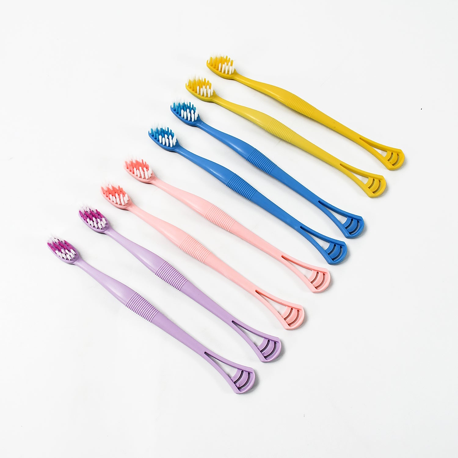 2-in-1 Tooth Brush with Tongue Scraper, Soft Bristle &amp; Long Handle (8Pcs) Soft Toothbrush