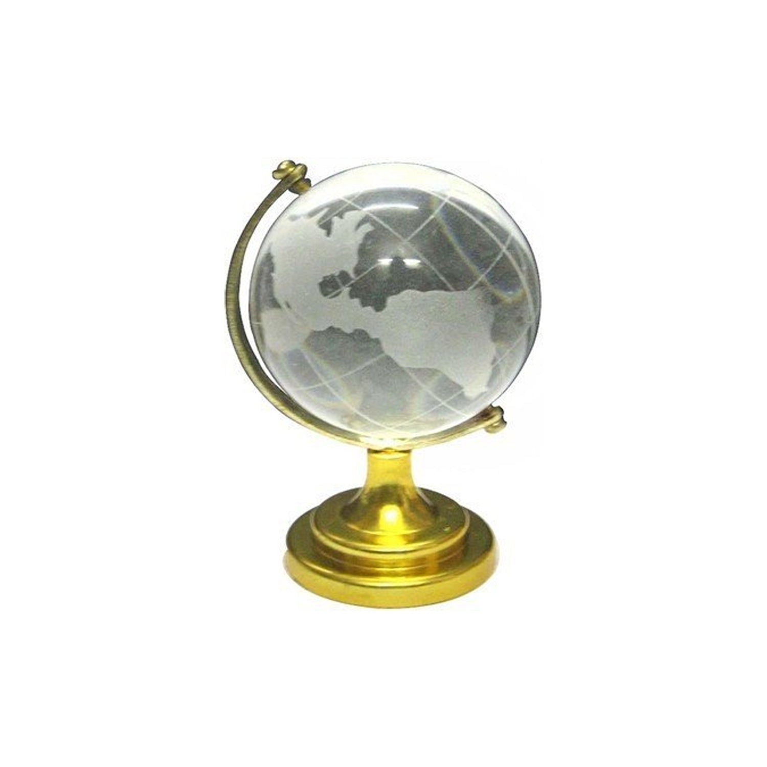 Clear Crystal Globe with World Map &amp; Gold Base (50 mm)