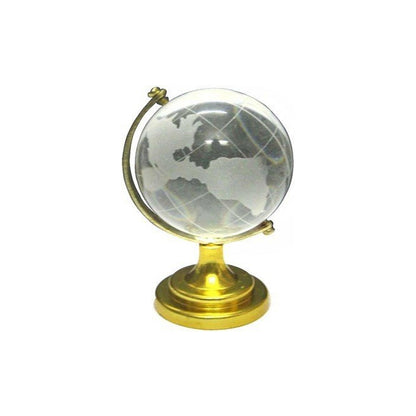 Clear Crystal Globe with World Map &amp; Gold Base (50 mm)