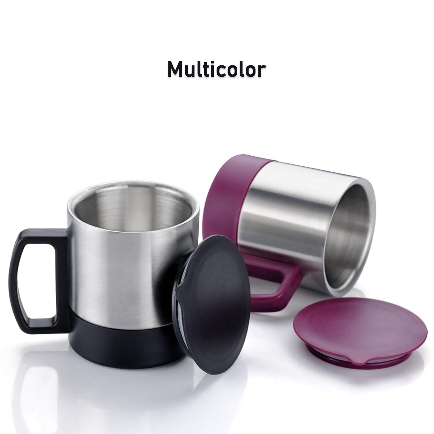 Stainless Steel Coffee/Tea Cup, Stainless Steel Lid Cover Hot Coffee/Tea Mug Hot Insulated Double Wall Stainless Steel, Coffee and Milk Cup with Lid &amp; Handle Easy To Carry - Coffee Cup (1 Pc)