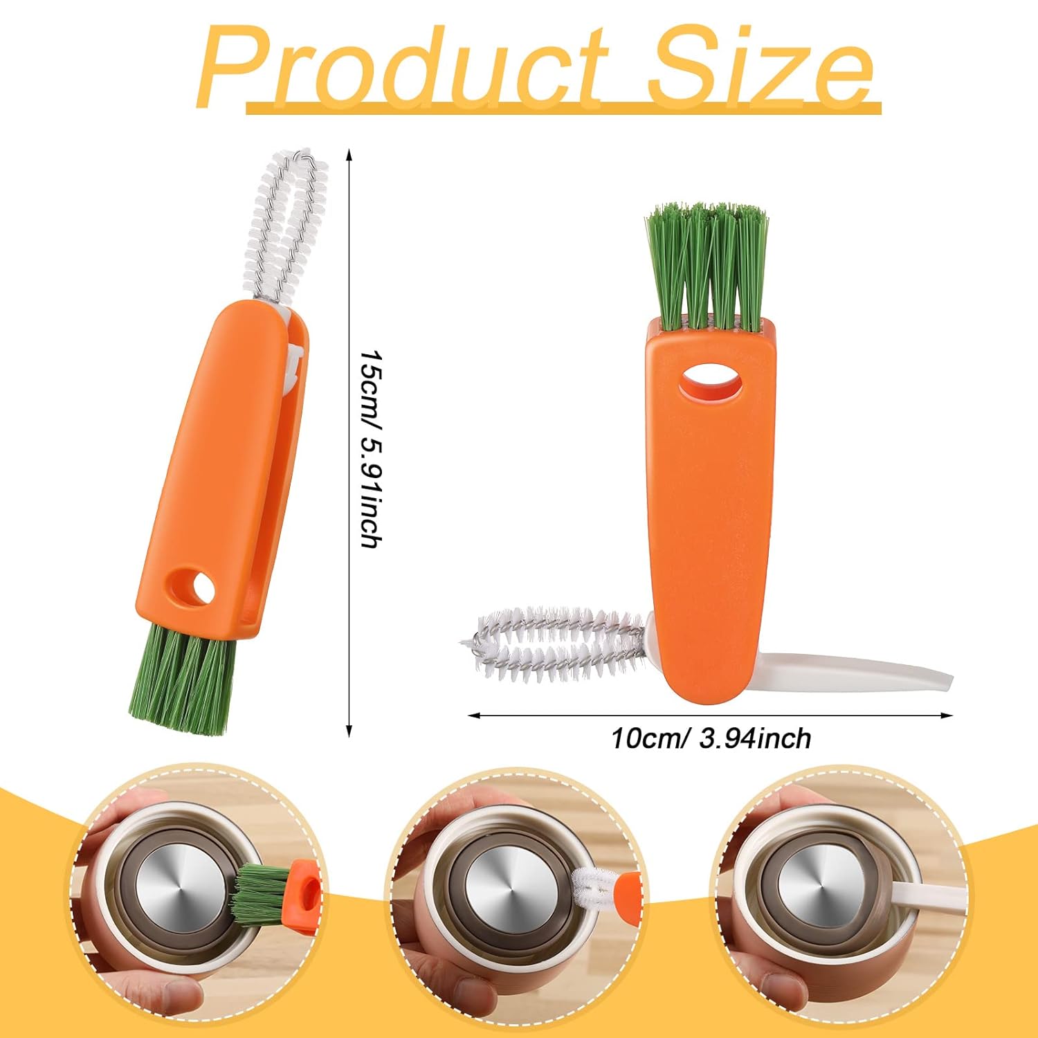 3 in 1 Multifunctional Cleaning Brush Mini Glass Cover Cleaning Brush Bottle Cleaning Brush Set Cup Cleaner Brush Bottle Cap Detail Brush for Bottle Cup Cover Lid Home Kitchen Washing Tool (1 Pc)