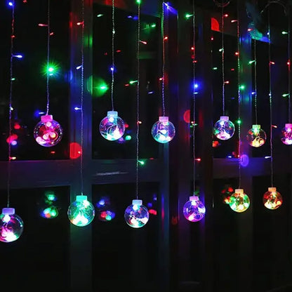 12  Wish Balls Window Curtain String Lights with 8 Flashing Modes Decoration for Home Decoration, Diwali &amp; Wedding LED Christmas Light Indoor and Outdoor Light ,Festival Decoration (Plastic, Multi Color)