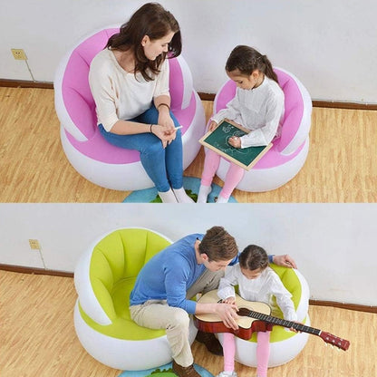 Kids inflatable sofa chair with backrest &amp; Foot Air Pump with Hose (1 Set / 85x74 Cm Approx)