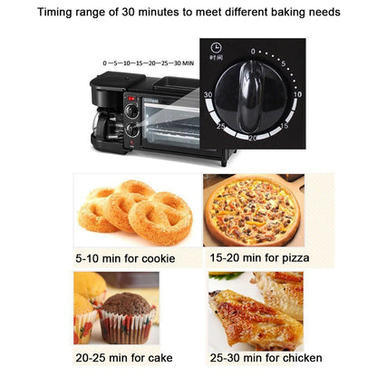 3 in 1 Breakfast Maker Portable Toaster Oven, Grill Pan &amp; Coffee Maker Full Breakfast Ready at One Go