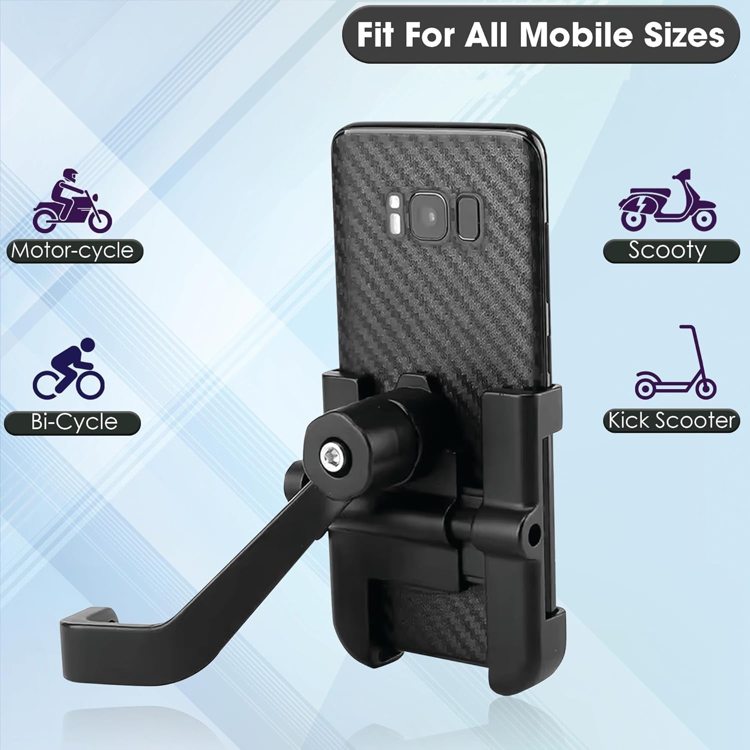 Full Metal Body Bike &amp; Scooty 360 Degree Rotating Mobile Holder Stand for Bicycle, Motorcycle, Scooty for Maps and GPS Navigation Fits All Smartphones (1 Pc)