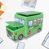 Foldable bus-shaped toy storage box with lid for kids&