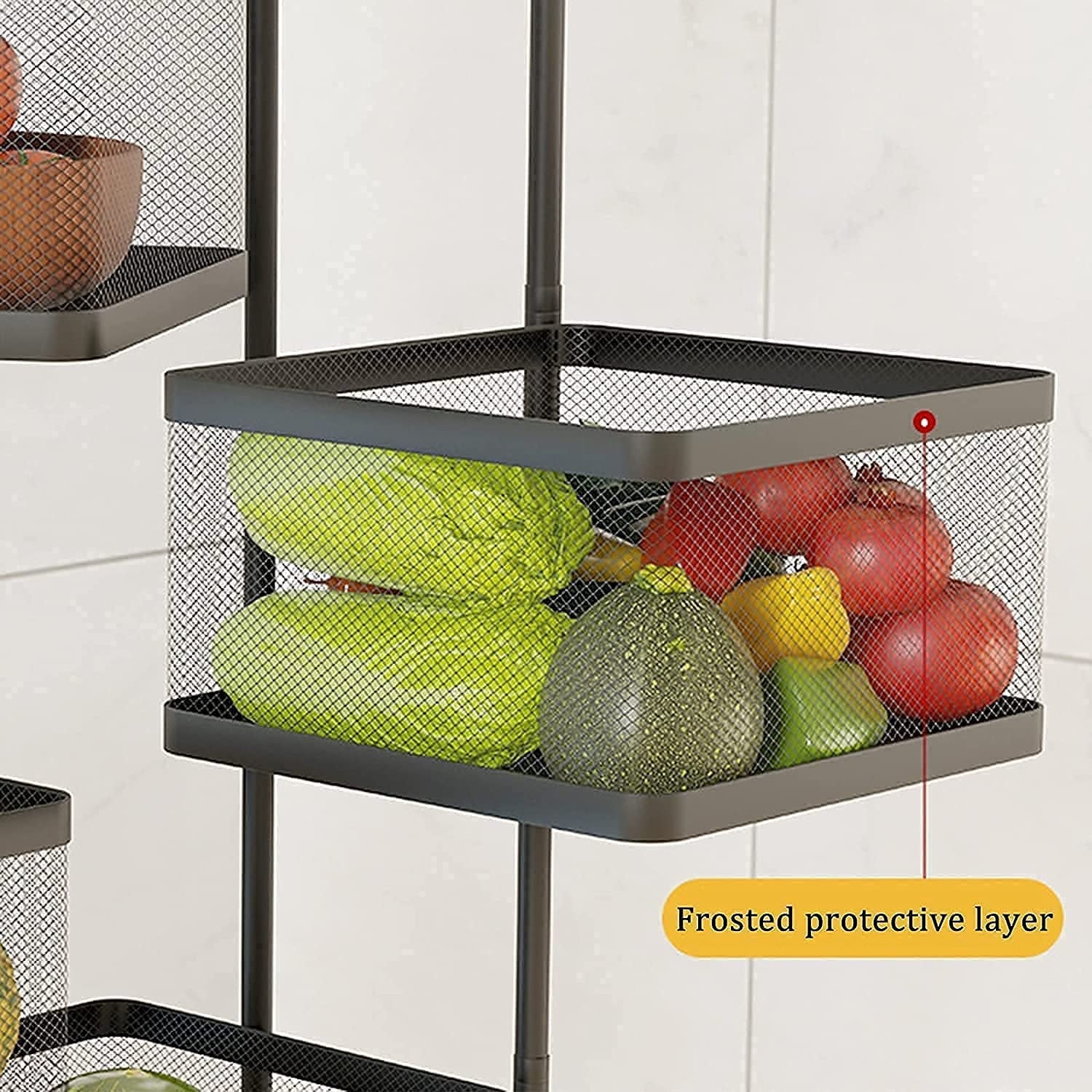 Metal High Quality Kitchen Trolley Kitchen Organizer Items and Kitchen Accessories Items for Kitchen Rack Square Design for Fruits &amp; Vegetable Onion Storage Kitchen Trolley with Wheels (3 Layer)