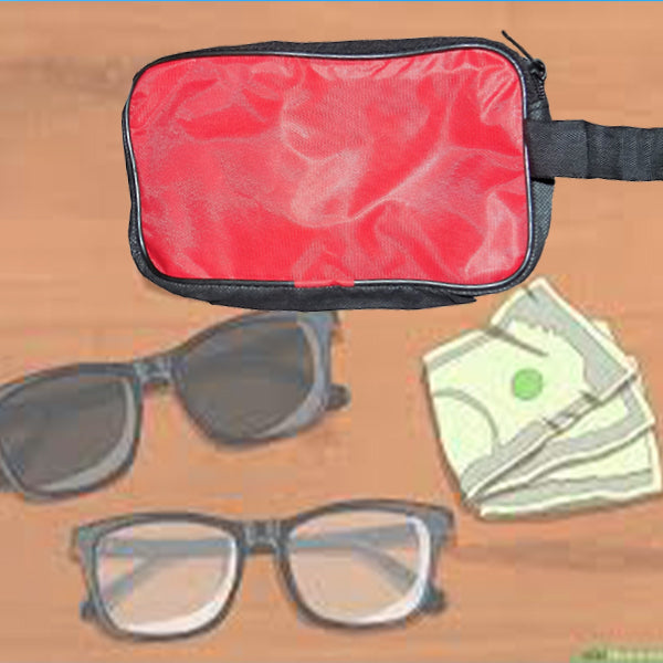 Red travel pouch for grooming