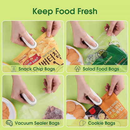 Mini Bag Sealer, 2 in 1 Seal &amp; Cutter Heat Sealers, TYPE-C USB Charging Portable Bag Reseller, Handle Food Sealer, Sealing Machine for Food Storage Plastic Bags Snacks Keep Food Fresh