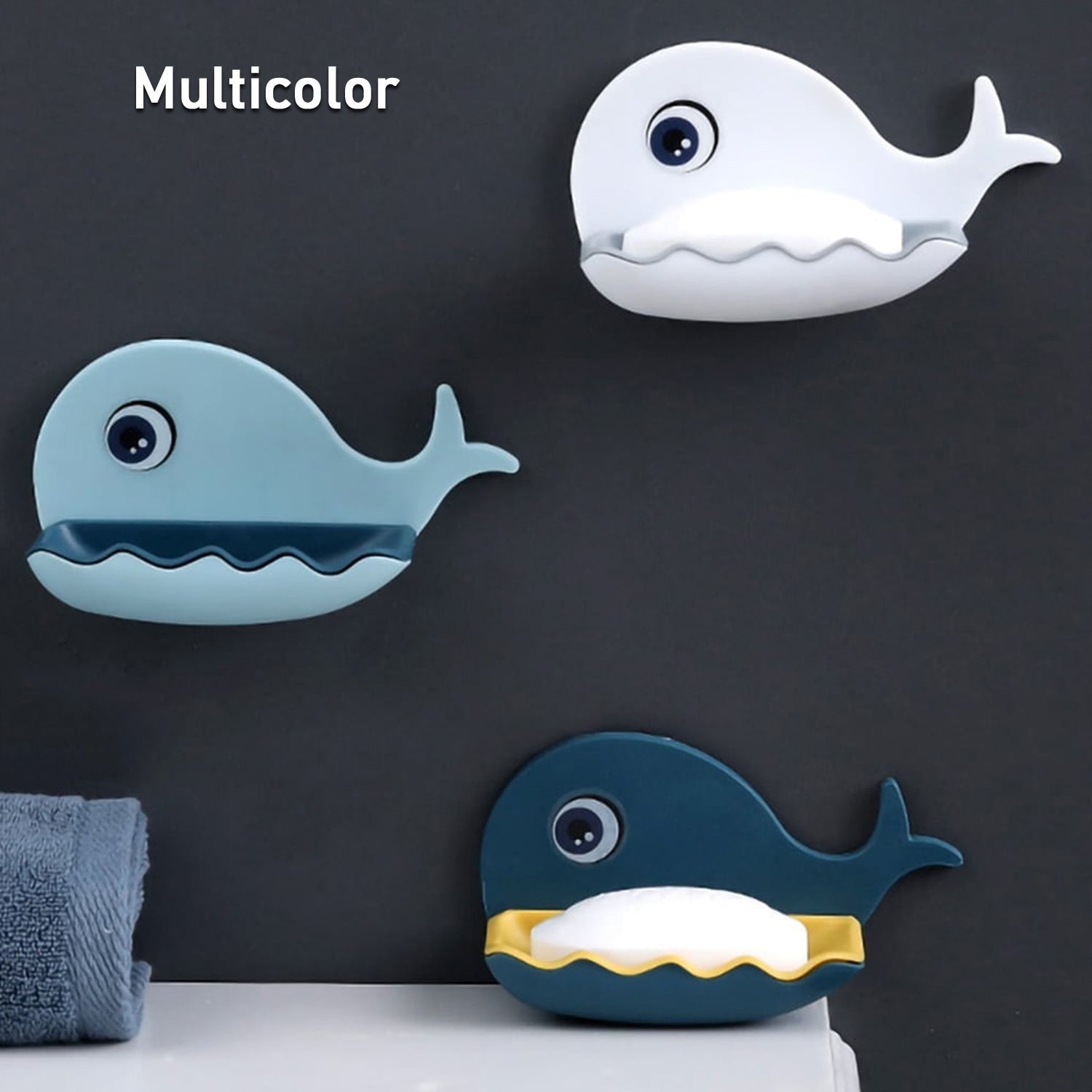 Double-layer adhesive soap holder in fish shape