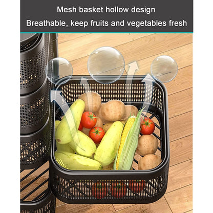 Metal High Quality Kitchen Trolley Kitchen Organizer Items and Kitchen Accessories Items for Kitchen Rack Square Design for Fruits &amp; Vegetable Onion Storage Kitchen Trolley with Wheels (3 Layer)