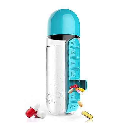 Pill &amp; Vitamin Bottle, Water Bottle Multi Functional Use for Traveling &amp; Outdoor Use Water Bottle, Travelling kit, Summer Special Bottle (600 Ml /  Mix Color )