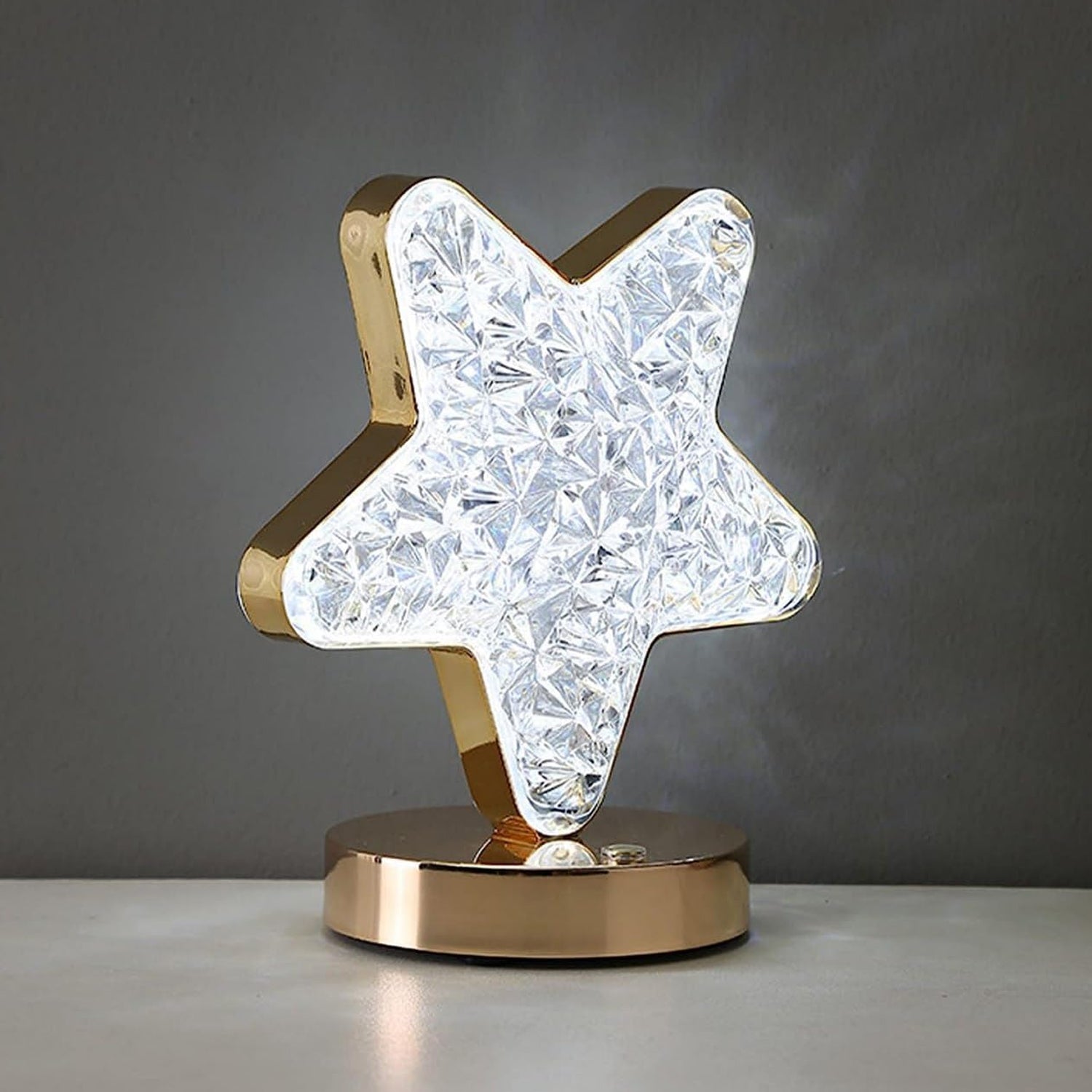 Star Shape Crystal Diamond Lamp Cordless Luxury Lamp with USB Rechargeable, 3-Way Dimmable &amp; Touch Control Decorative Nightstand Lamp for Bedroom, Living Room, Party, Restaurant Decor (1 Pc )