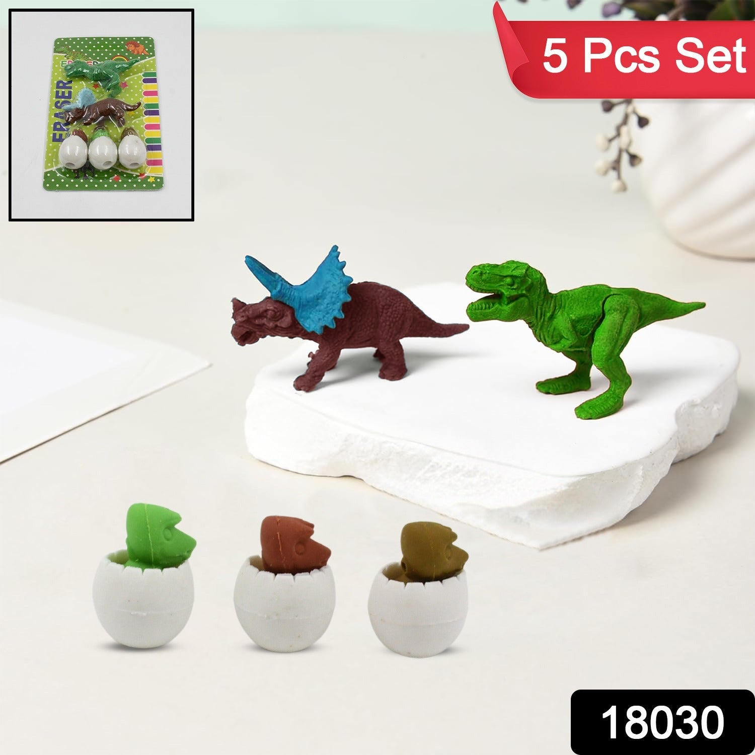 Dinosaur Shaped Erasers &amp; Egg shape Eraser for Kids, Dinosaur Erasers Puzzle 3D Eraser, Mini Eraser Dinosaur Toys, Desk Pets for Students Classroom Prizes Class Rewards Party Favors (5 Pcs Set)