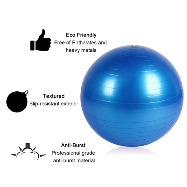 Multicolor stability ball for exercise routines.