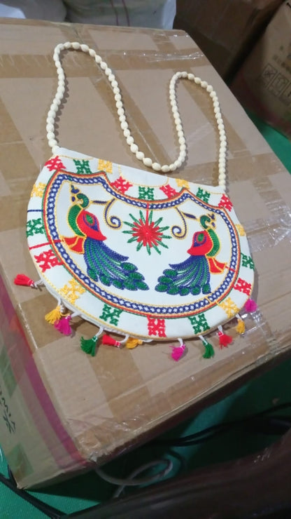 11 inch Handcrafted Cotton Embroidered Shoulder Bag for Girls &amp; women (1 Pc)