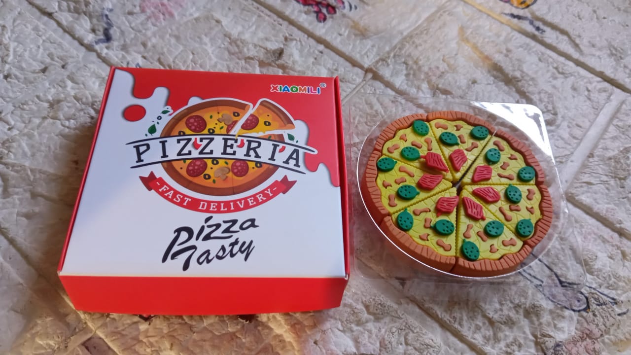 3D Pizza Slices Kids Favourite Food Eraser, Pizza 7 slice eraser for kids Adults fast food lover Stationary Kit Fancy &amp; Stylish Colorful Erasers, for Return Gift, Birthday Party, School Prize