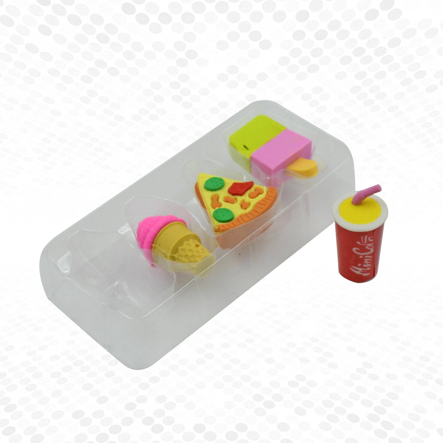 Mix and match erasers with food and drink shapes