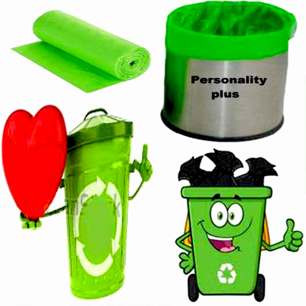 Eco-friendly green garbage bags for small bin liners (19&quot; x 21&quot;).