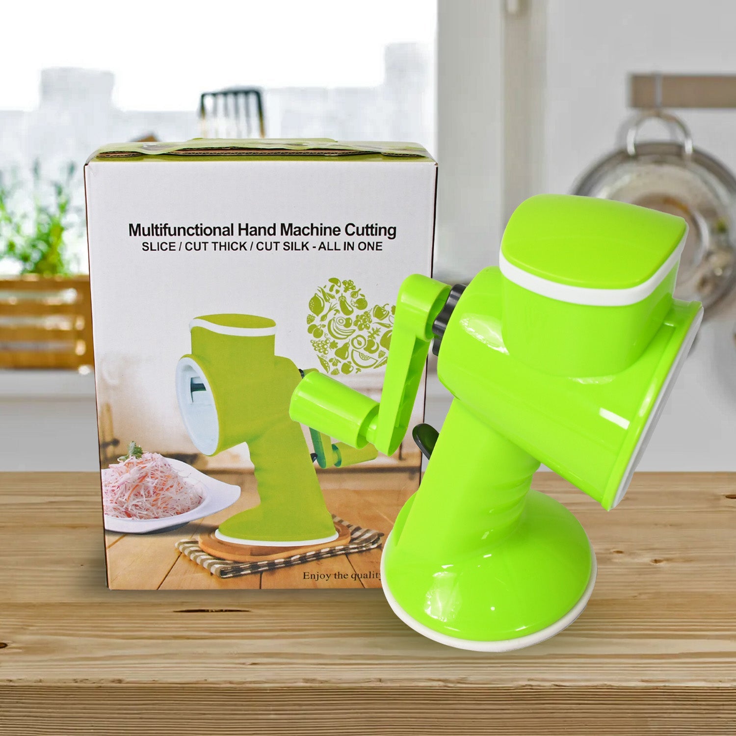 6 in 1 Multi functional Vegetable Cutter &amp; Slicer Hand Machine Cutting, Slice, Cut Thick, Cut Silk All in one –Vegetable Chopper Cutter &amp; Slicing Cutter Barrel - Vegetable Grater with 6 Removable Blades