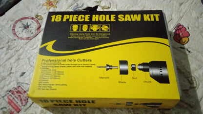 Drill Hole Cutter, Carbon Steel High Accuracy Incisive Hole Saw for Cutting PCV for Cutting Plastic for Cutting Wood Hole Saw Kit (18 Pcs Set)