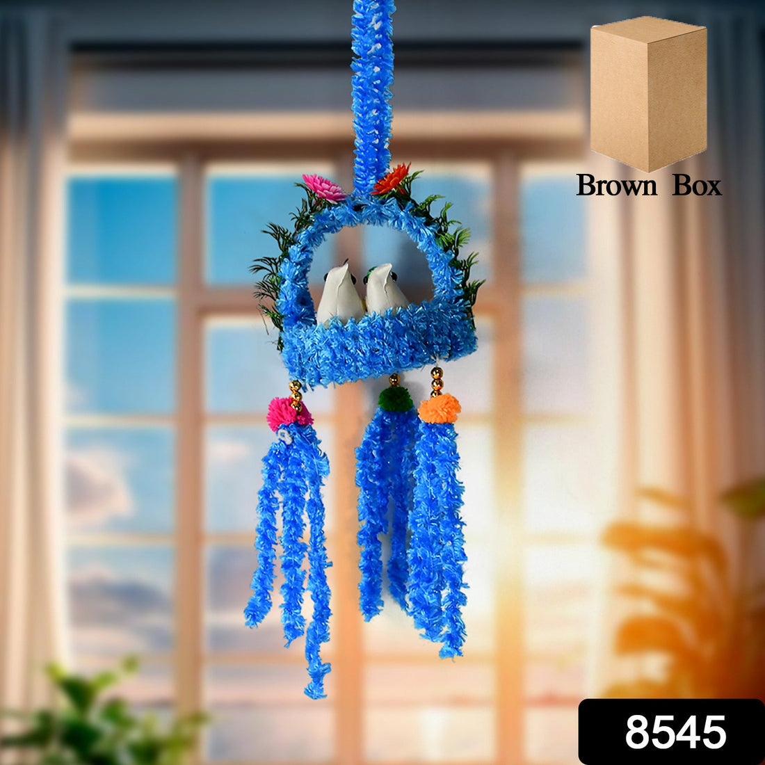 Home Decoration Bird Nest Decor Lovely Beautiful Artificial Birds Jute Nest Hanging for Balcony and Garden Decoration |Home Decor Wall Hanging Decorative Showpiece (1 Pc / Mix Color)