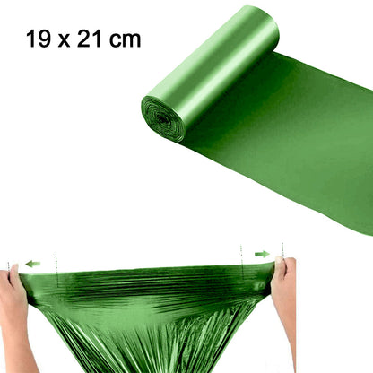 Biodegradable green garbage bags for small waste disposal (19&quot; x 21&quot;).