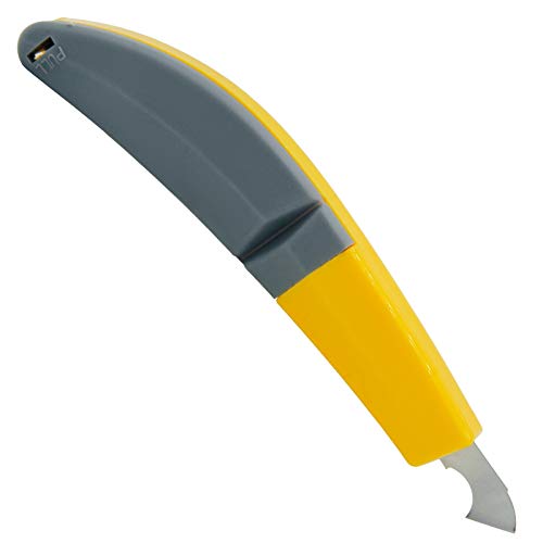 Hook knife blade designed for cutting plastic fibre sheets.