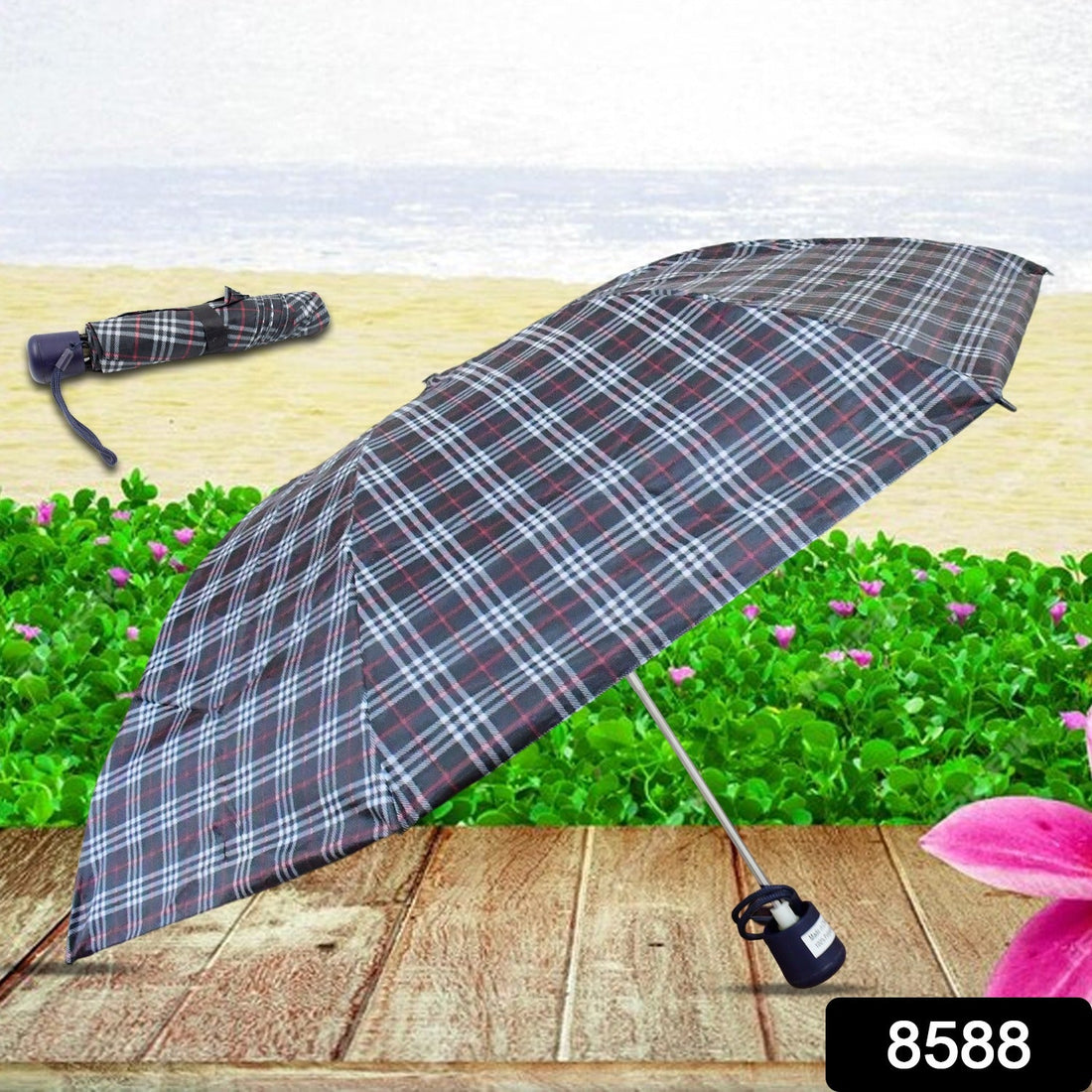 3-Fold Sun &amp; Rain Protective Solid Foldable Umbrella, (1 Pc)