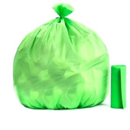 Environmentally safe green trash bags (24&quot; x 32&quot;).