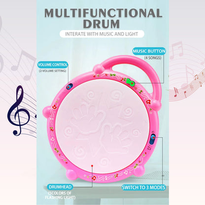 4461 Flash Drum Toys For Kids With Light  Musical Sound Colorful Plastic Baby Drum Musical Toys For Children Baby Toy Instrument Best Gift For Boys  Girls.