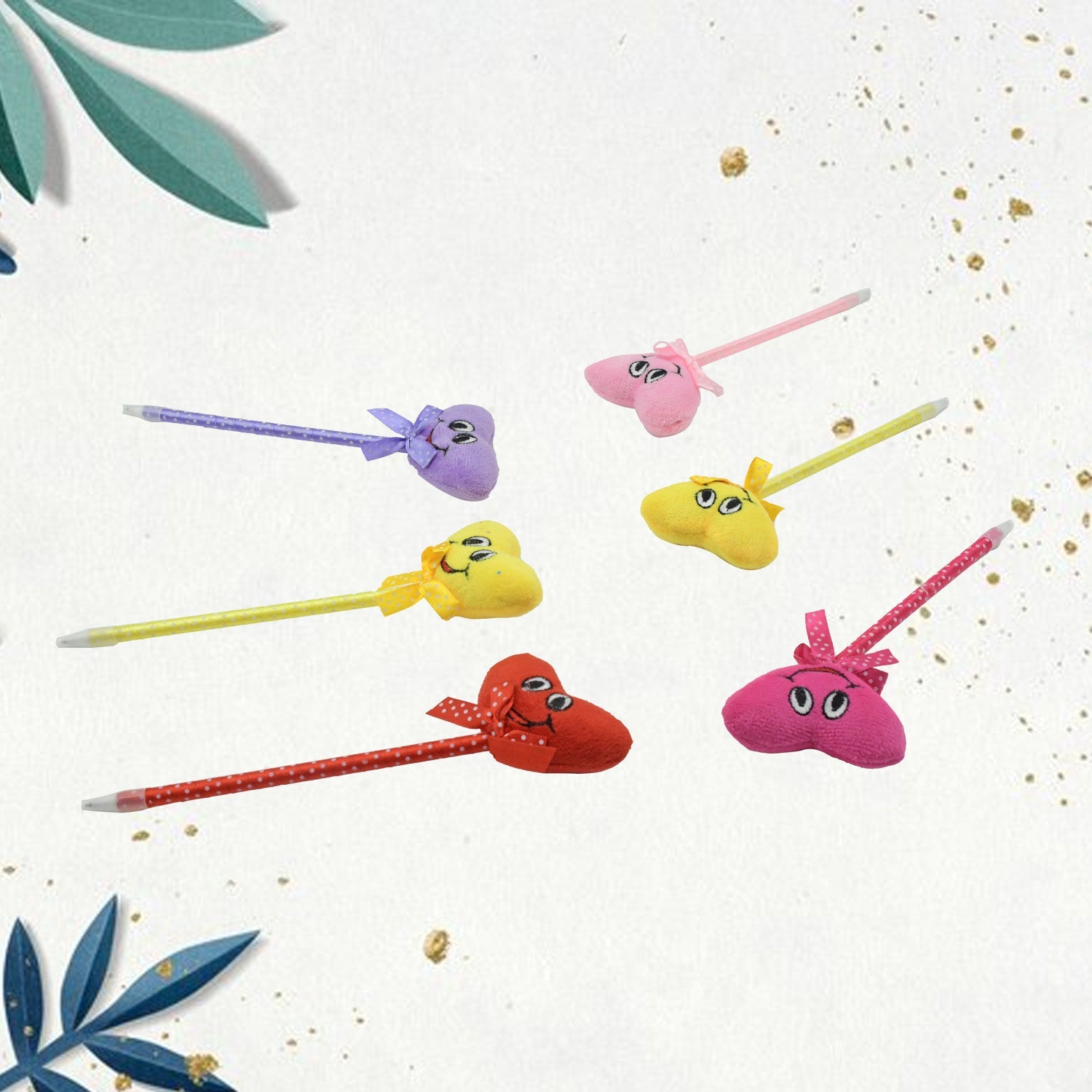 Cute Cartoon Shape &amp; Heart Design Facy Writting Pen Attached Rattle | Ball Pen Smooth Writing For Wedding , Events &amp; Multiuse Pen  Best Pen l Use for Kids (12 Pcs Set Mix Design &amp; Color)