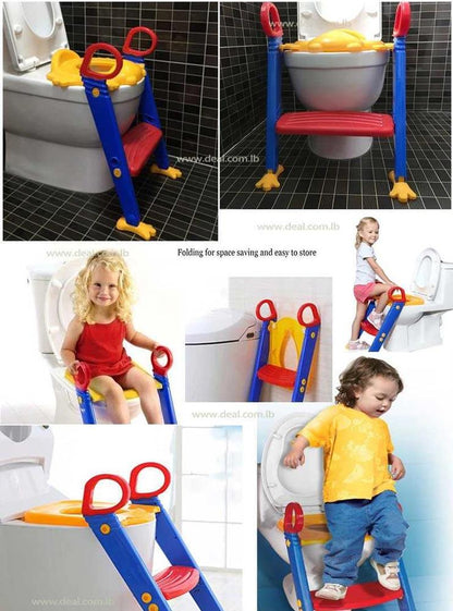 Potty seat with step stool ladder