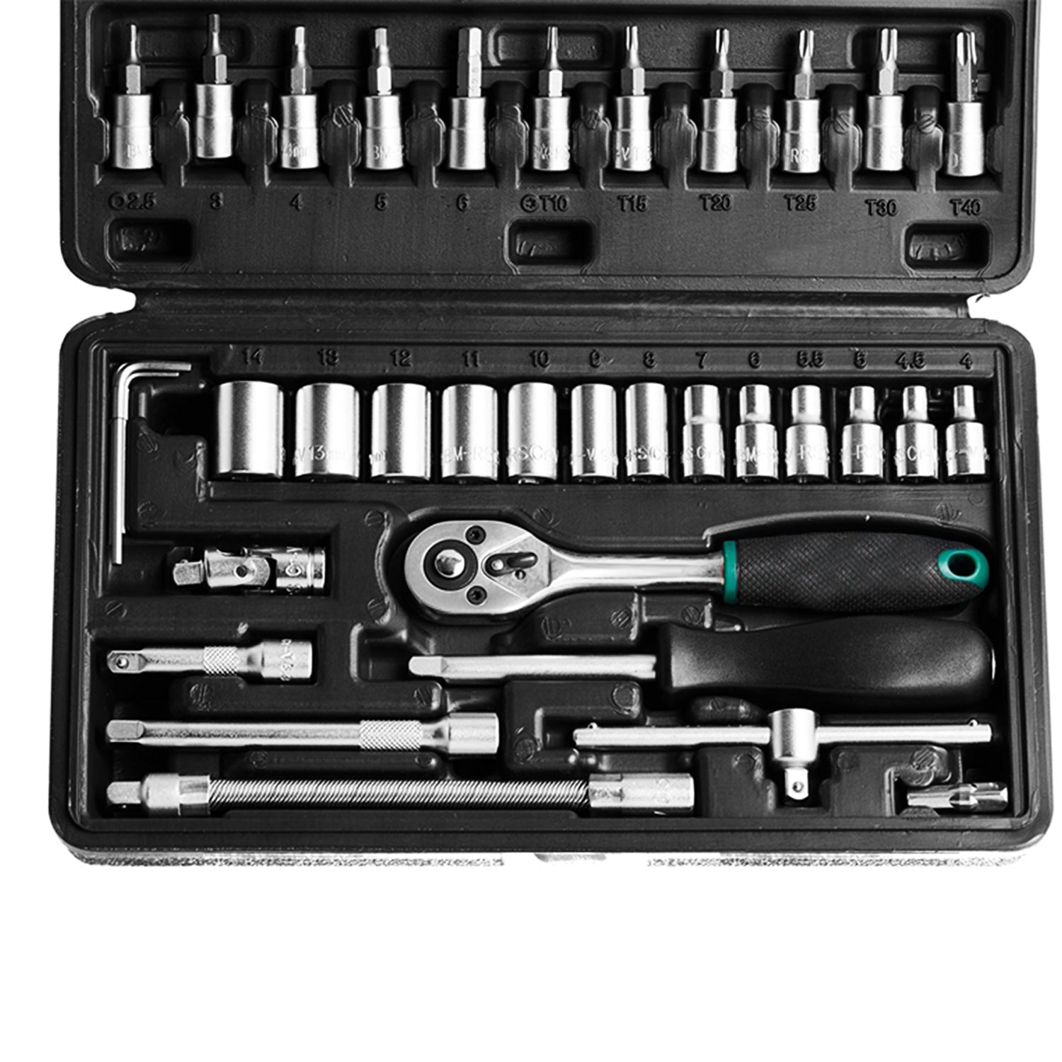 46pcs Metal 1 / 4&quot;&quot; Socket Set (Black, 46pcs)