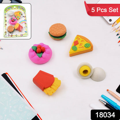 3D Food Shape Fancy &amp; Stylish Colorful Erasers, Mini Eraser Creative Cute Novelty Eraser for Children Eraser Set for Return Gift, Birthday Party, School Prize(5 Pcs Set)