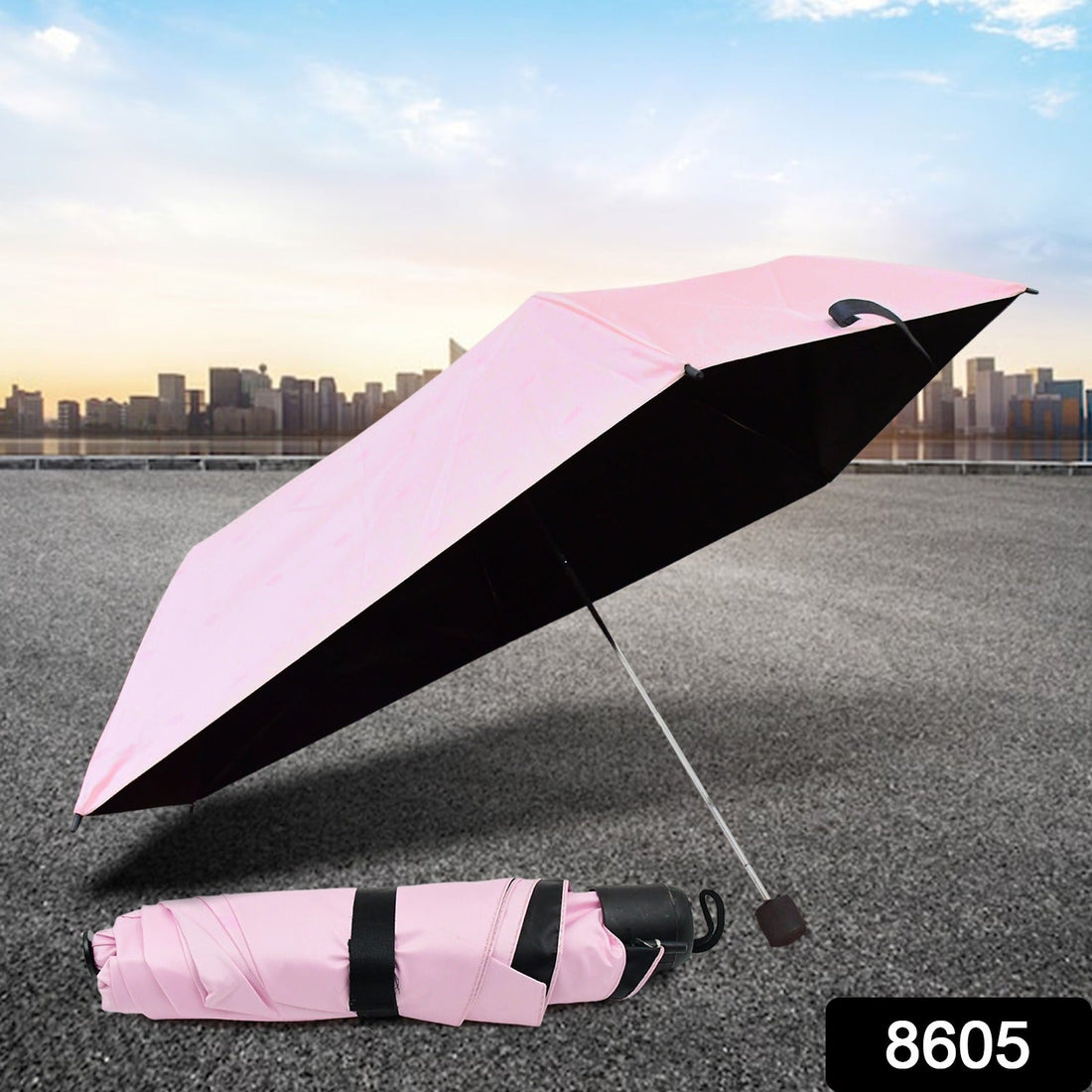 3-Fold Sun &amp; Rain Protective Solid Foldable Umbrella, (1 Pc)