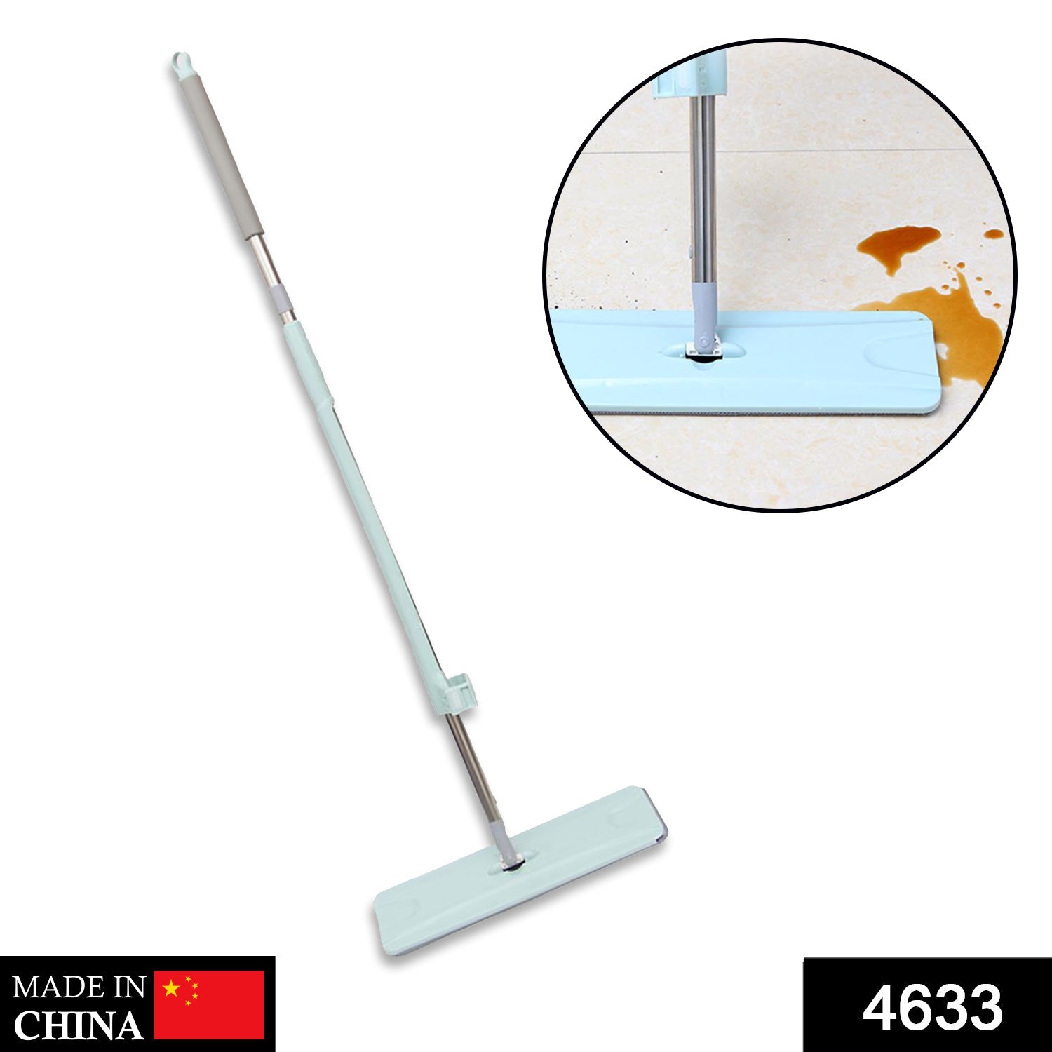 Microfiber flat mop with 360-degree rotation for easy floor cleaning