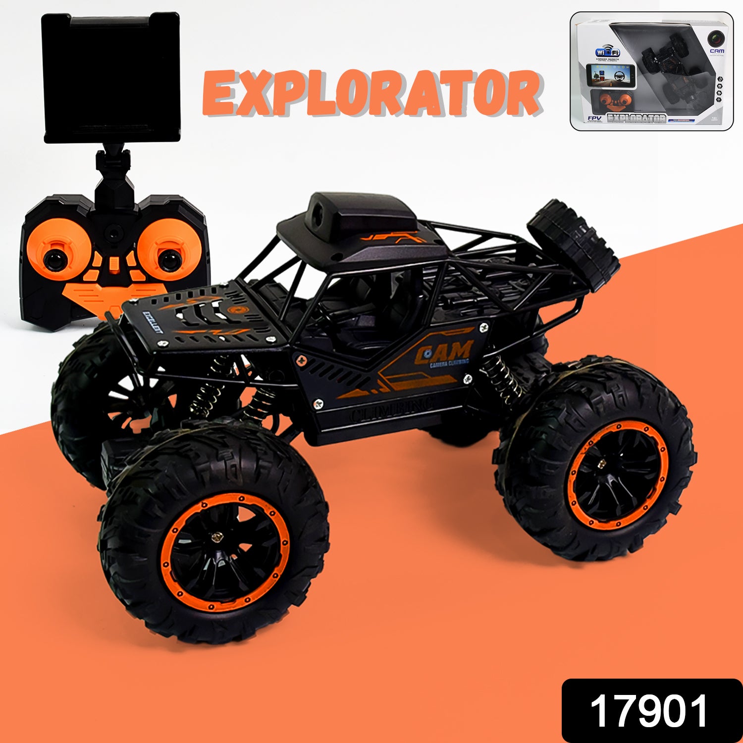 17901 Remote Control Car With Camera Off-road Remote Control Truck Monster Trucks For Boys 8-12 Birthday Gift For Kids Adults Gift For Boys And Girls Hd Camera Rock Crawler Monster Truck Toy