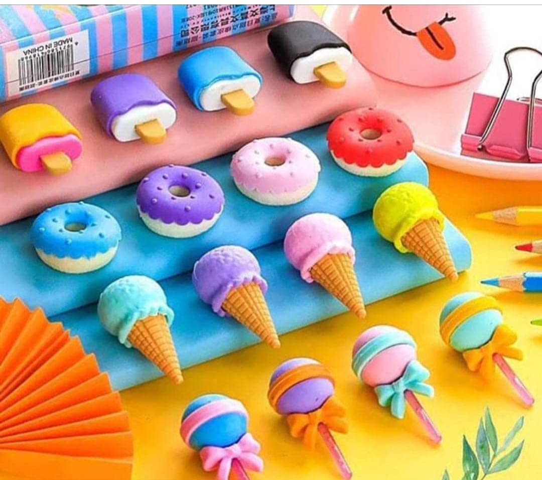 Cone / Donut / Lolipop / Ice cream / Eraser for Girls &amp; Boys / Eraser for School B&