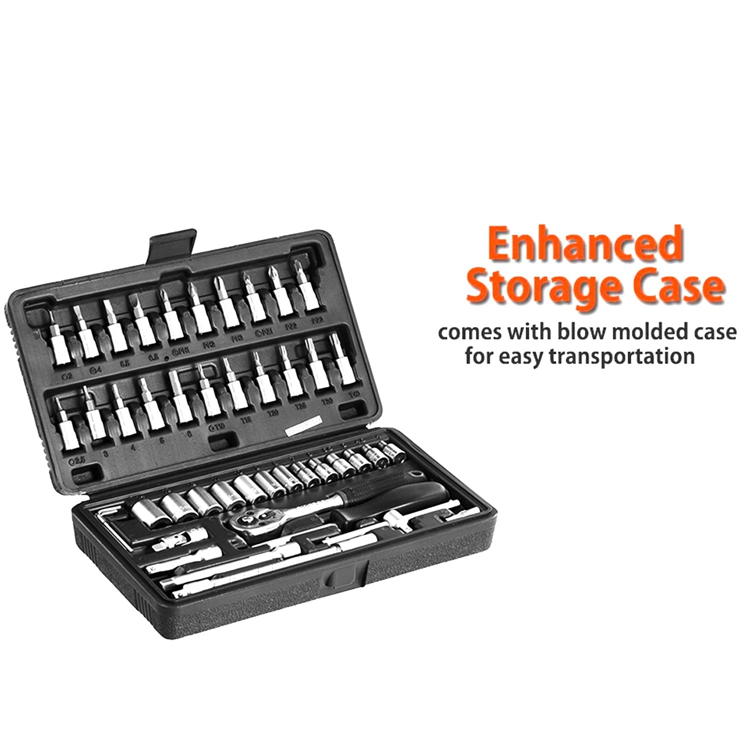 46pcs Metal 1 / 4&quot;&quot; Socket Set (Black, 46pcs)