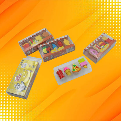 Fun erasers with food and drink themes for kids