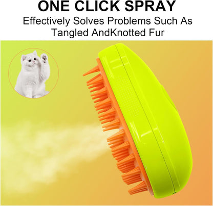 3 In1 Cat Steamy Brush, Self Cleaning Steam Cat Brush Cat Steamer Brush for Massage Cat Grooming Brush Pet Hair Removal Comb for Cat and Dog, for Removing Tangled and Loose Hair